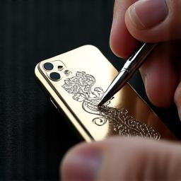 Close-up of an engraving artist's hand with tools, etching intricate patterns